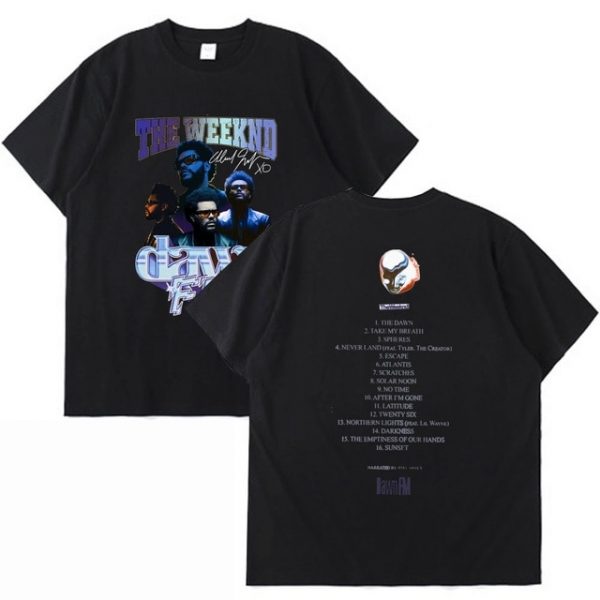 Hip Hop The Weeknd Black T Shirt 90s Vintage Graphic Double sided Print T shirt - The Weeknd Store