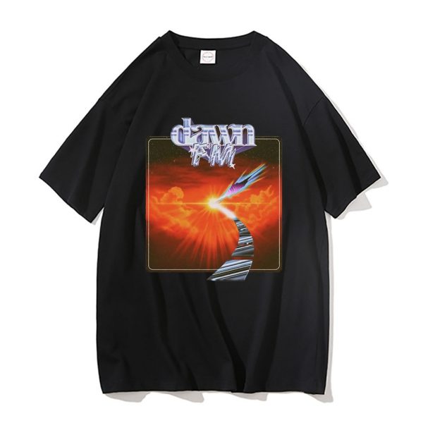 New The Weeknd Dawn Fm Black T shirt Men Women Retro Graphic Print Tshirt Vintage - The Weeknd Store